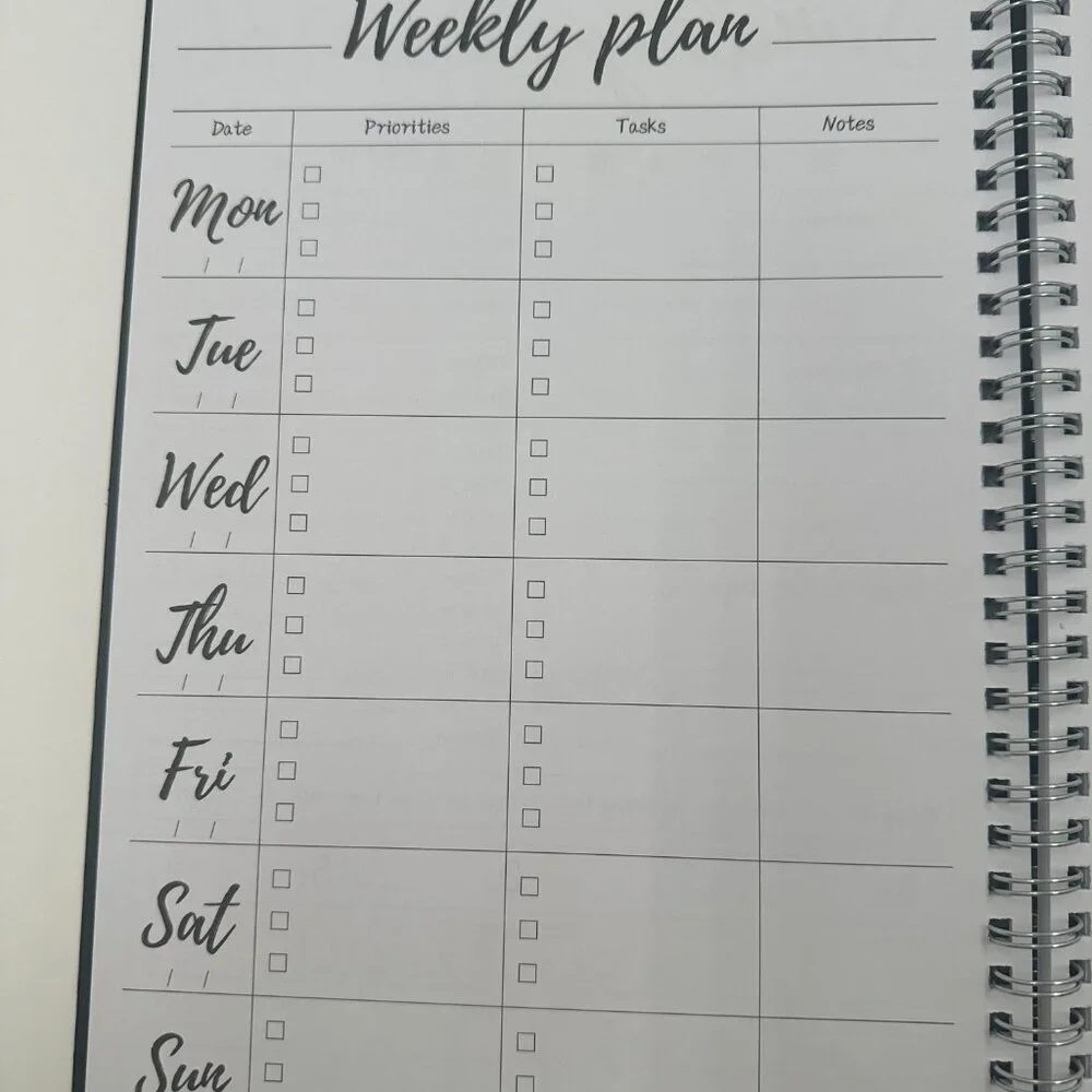 Today Hardcover 2025 Spiral Bound Undated Task Planner Notebook With Stickers